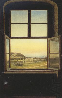 View of Pillnitz Castle from a Window (mk22), Johan Christian Dahl